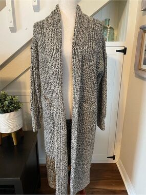 Lucky Brand Chunky Marled Open Front Longline Duster Cardigan S
